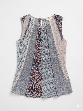 Boden Sleeveless Patchwork Floral Top - Blue Multi